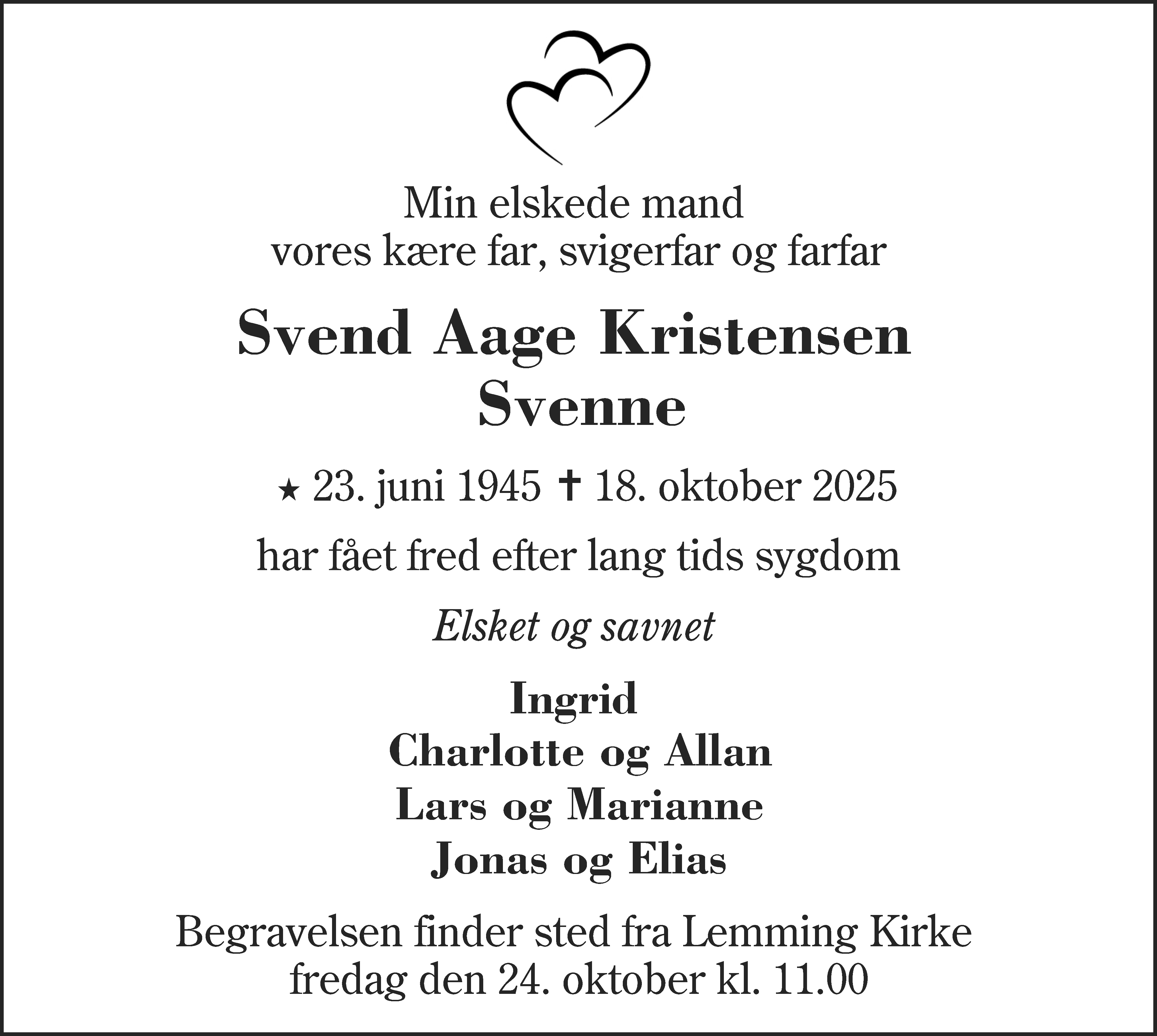 Dødsannonce for Svend Aage Kristensen