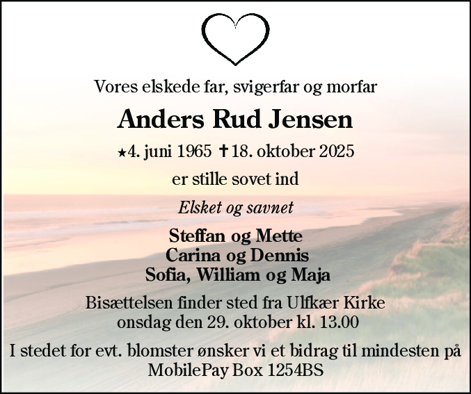 Dødsannonce for Anders Jørn Rud Jensen