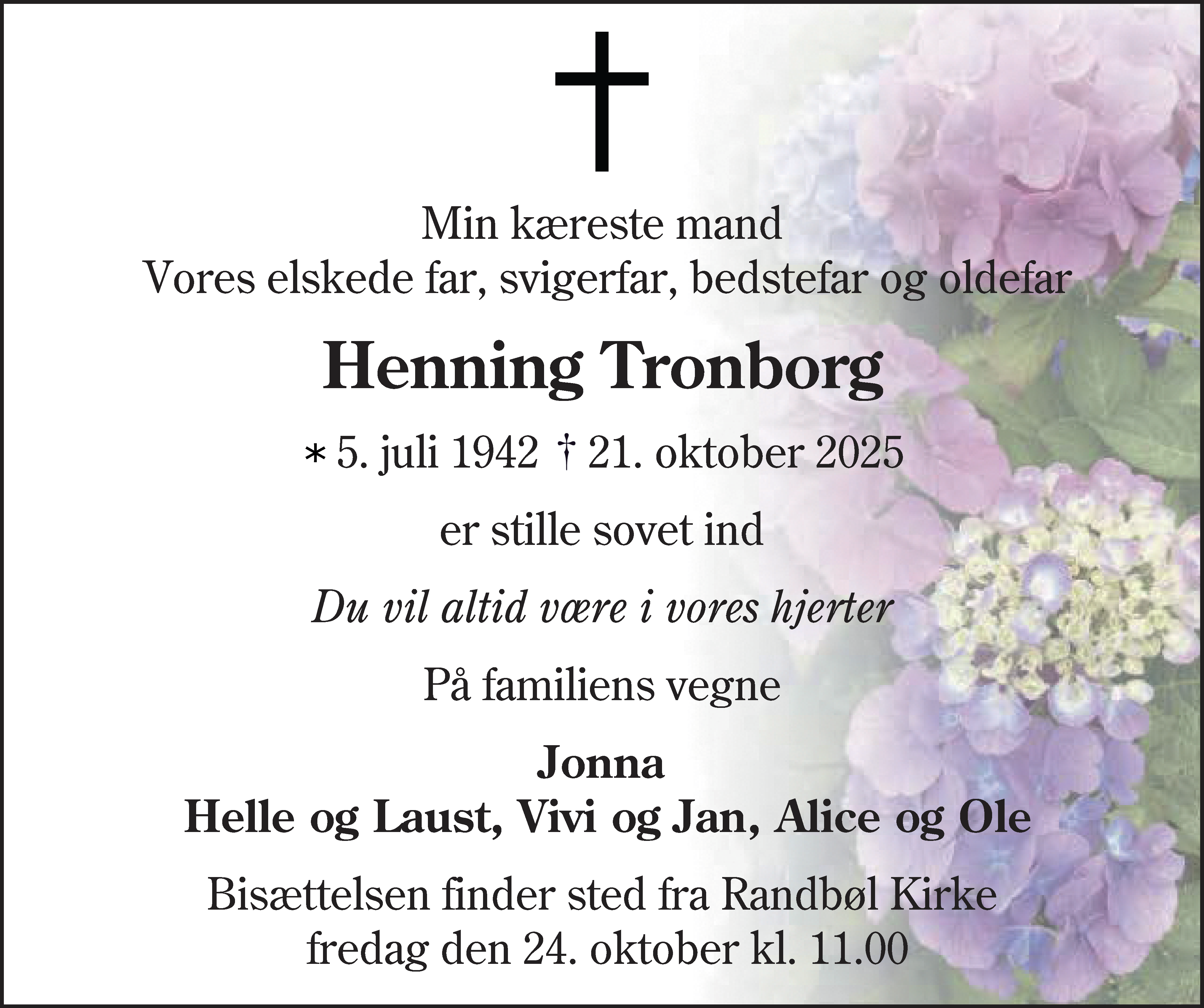 Dødsannonce for Henning Tronborg