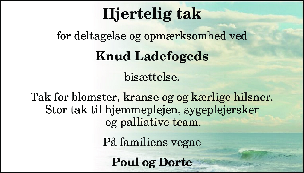 Dødsannonce for Knud Ladefoged