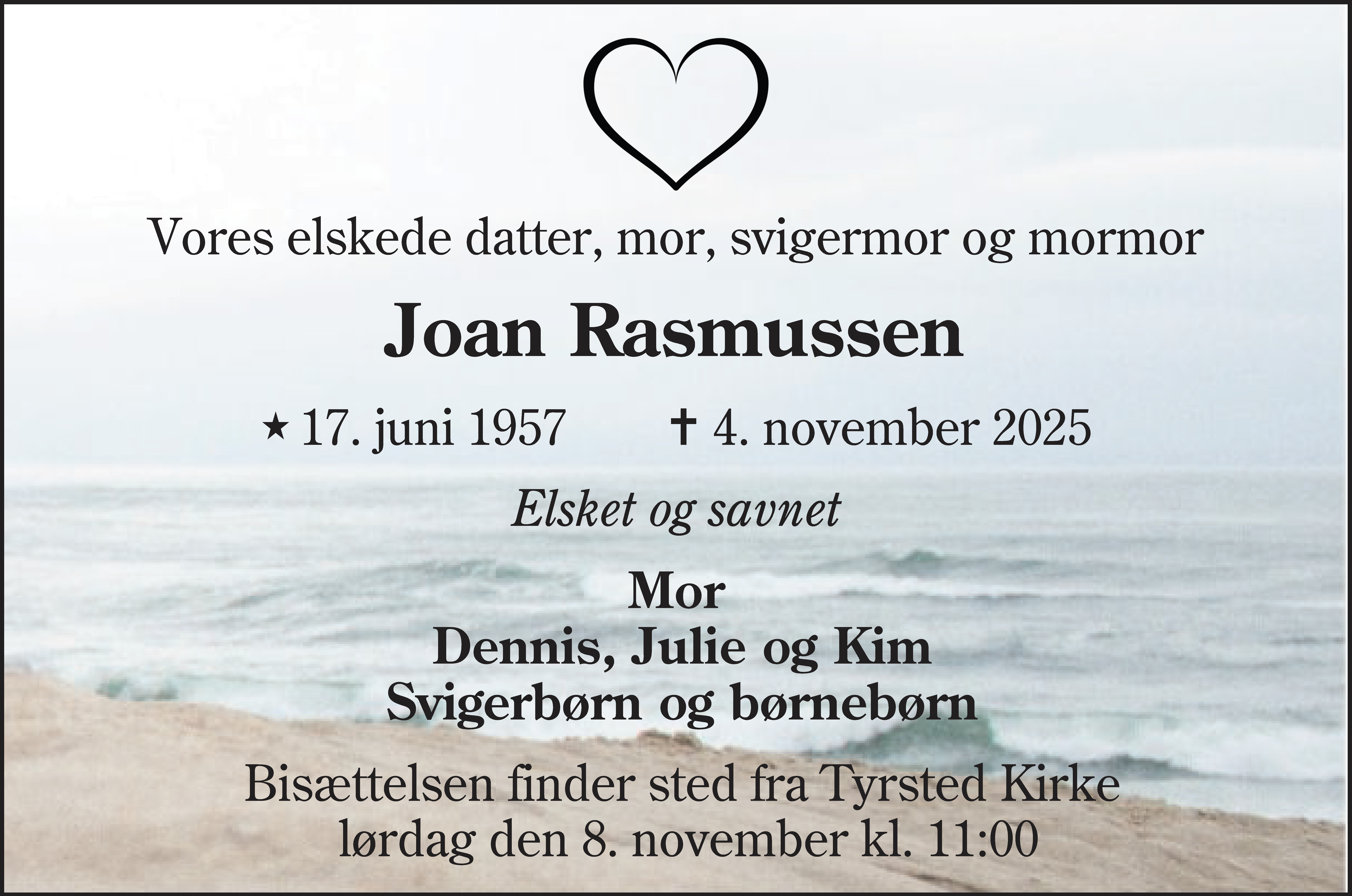 Dødsannonce for Joan Rasmussen