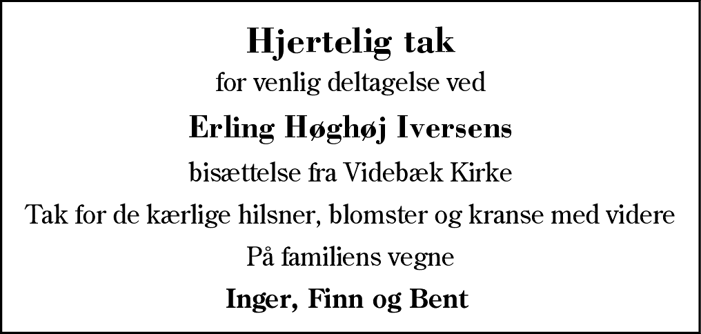 Dødsannonce for Erling Høghøj Iversen
