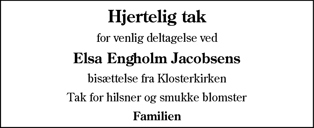 Dødsannonce for Else Engholm Jacobsen