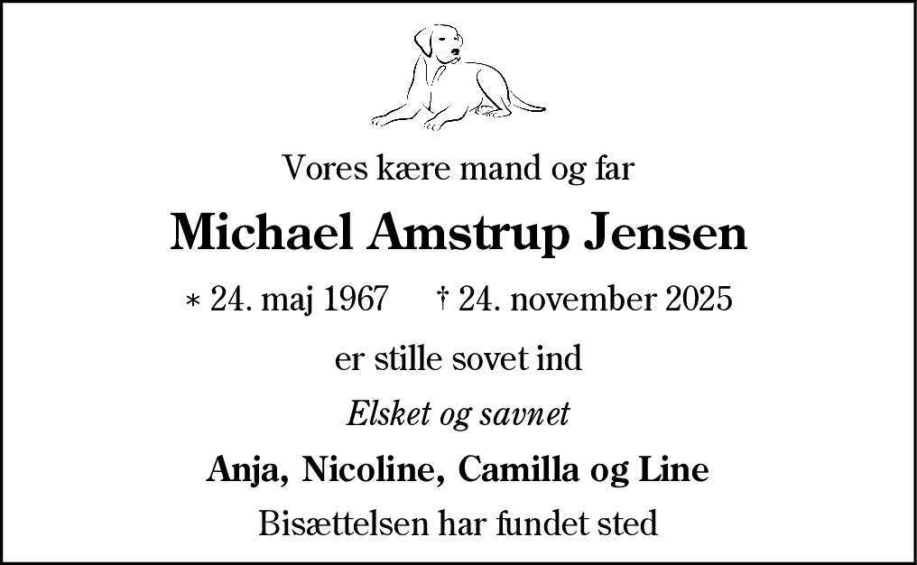 Dødsannonce for Michael Amstrup Jensen