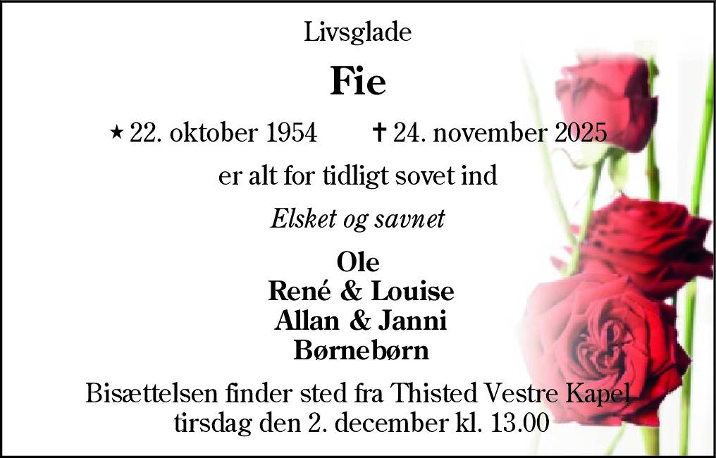Dødsannonce for Anna Marie Fey