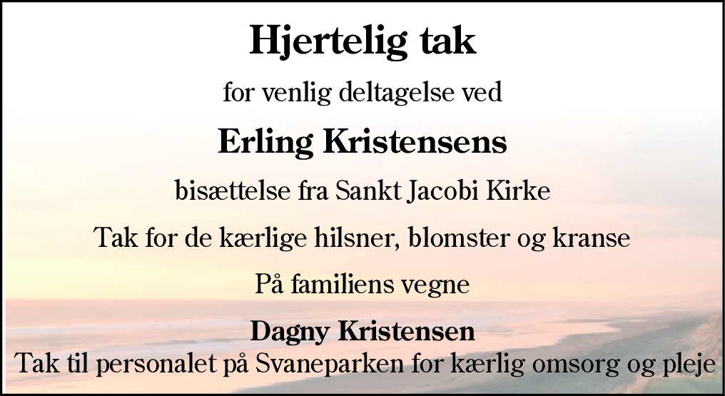 Dødsannonce for Erling Kristensen
