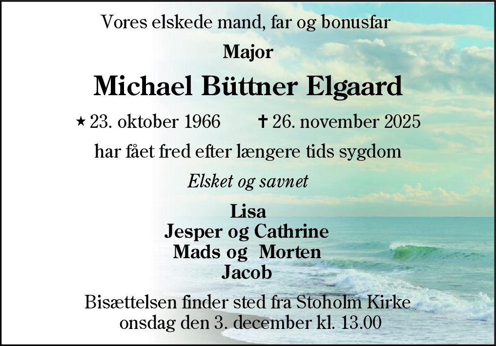Dødsannonce for Michael Büttner Elgaard