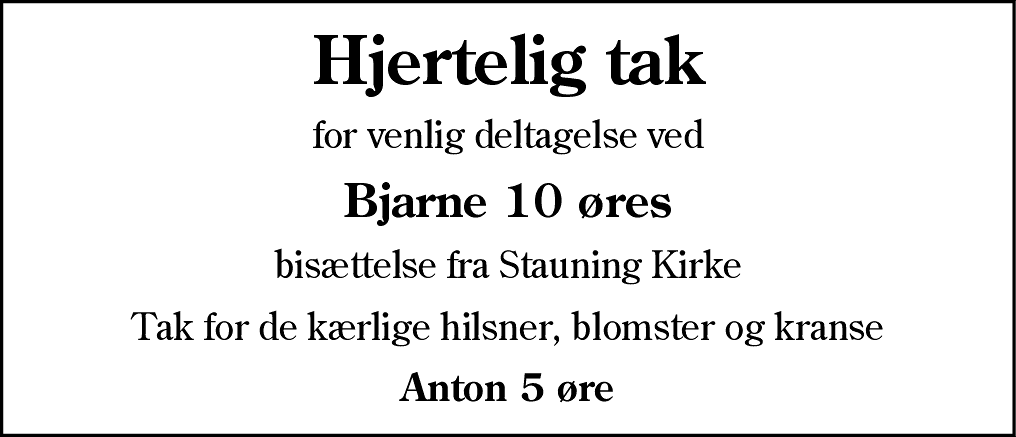 Dødsannonce for Bjarne Pedersen