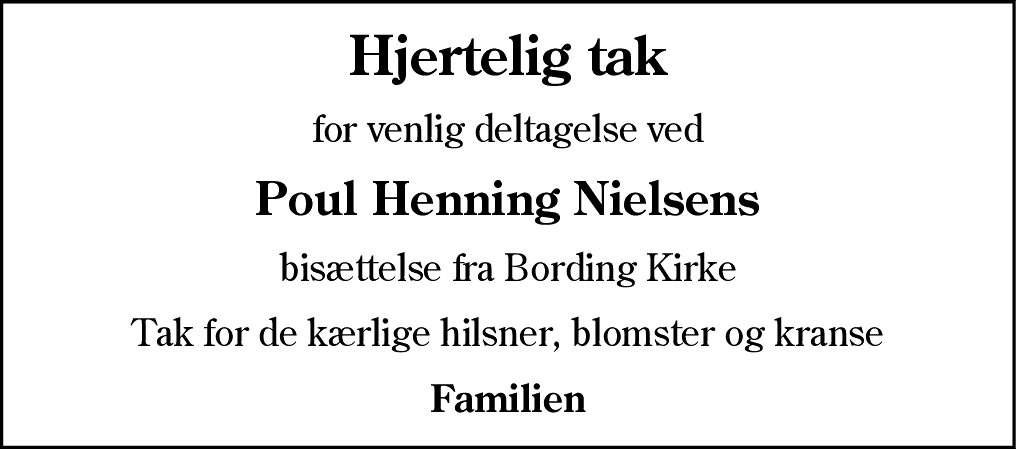 Dødsannonce for Poul Henning Nielsen