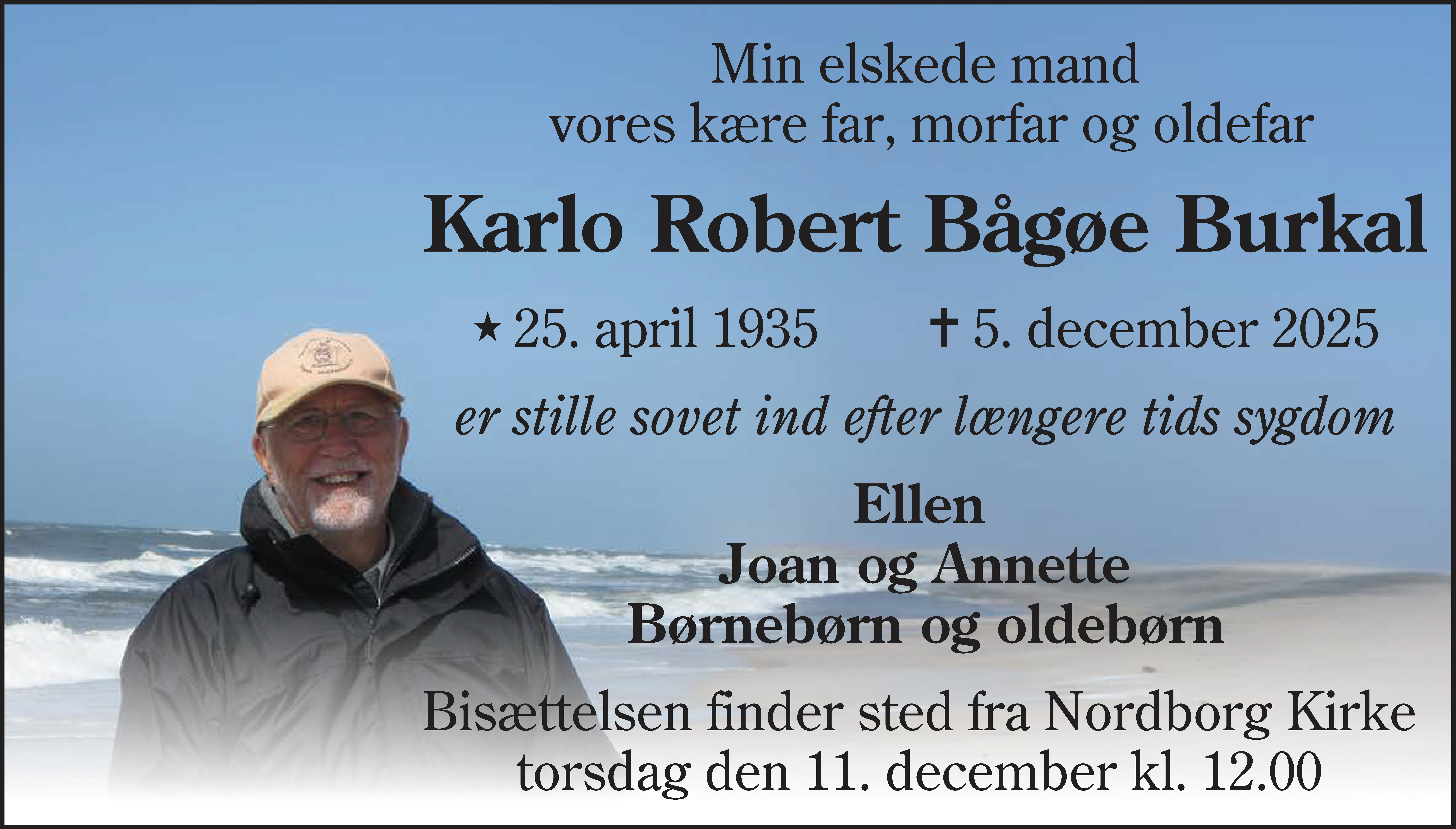 Dødsannonce for Karlo Robert Bågøe Burkal