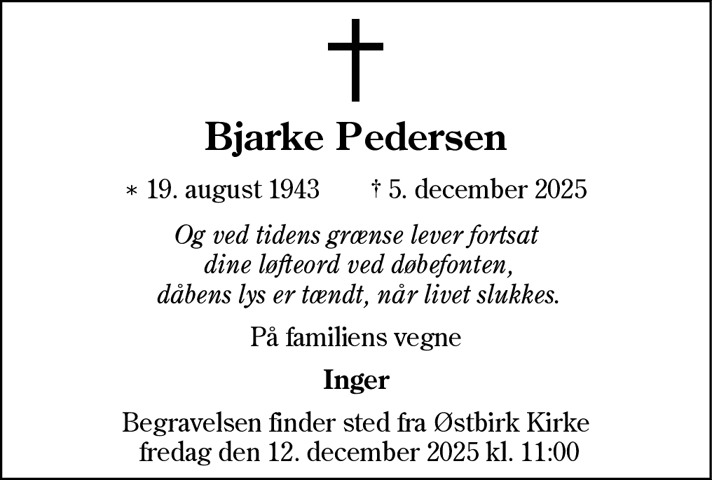 Dødsannonce for Bjarke Pedersen
