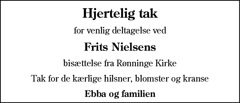 Dødsannonce for Frits Nielsen