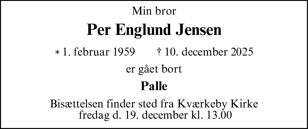 Dødsannonce for Per Englund Jensen