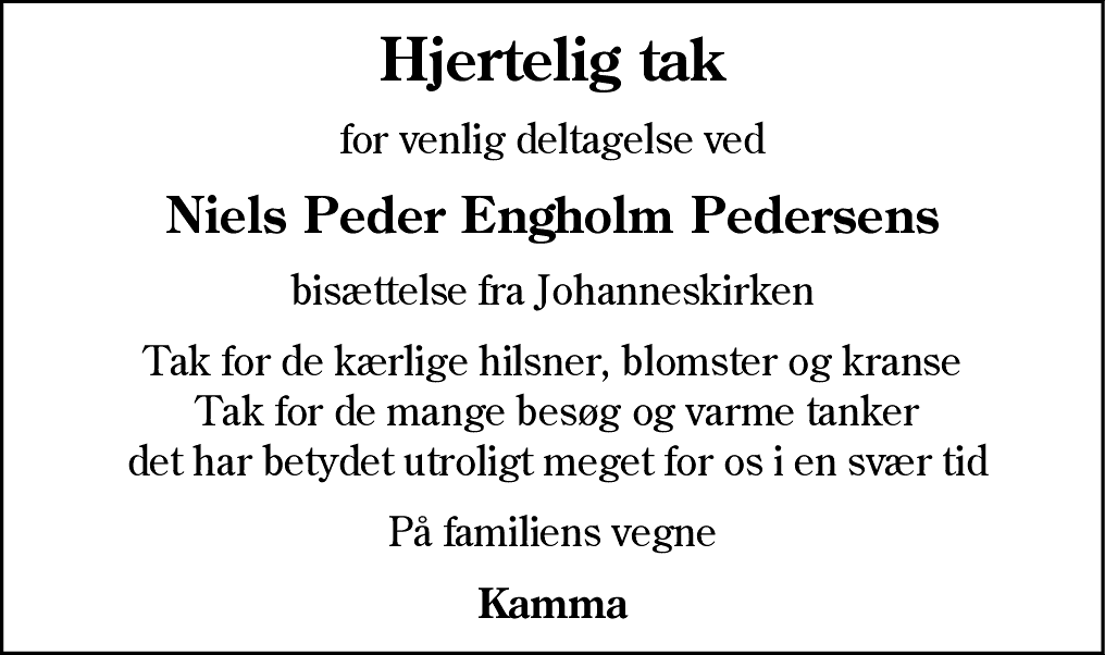 Dødsannonce for Niels Peder Engholm Pedersen