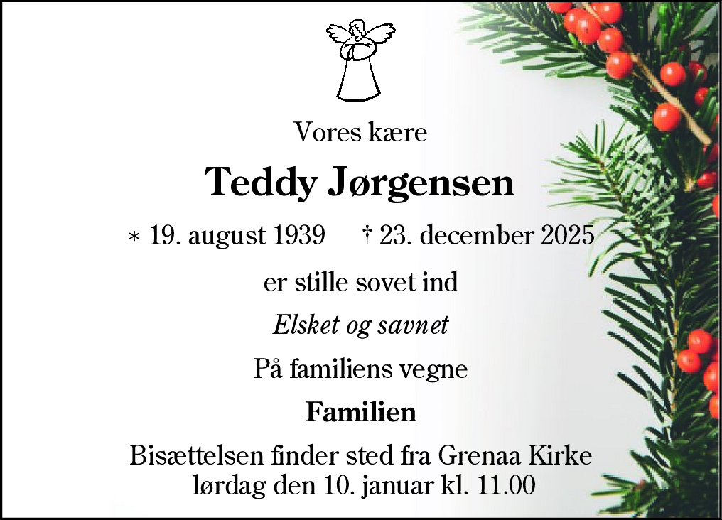 Dødsannonce for Teddy Jørgensen