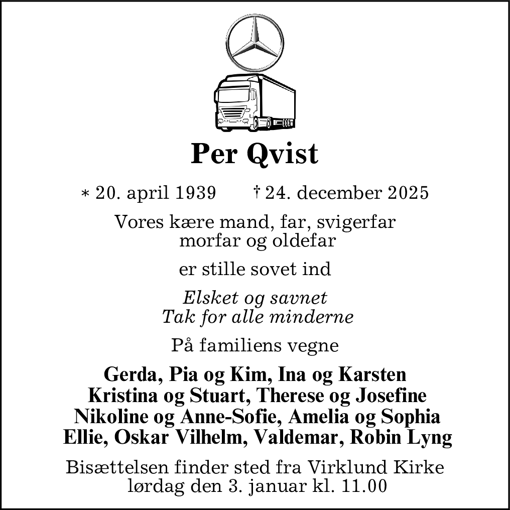 Dødsannonce for Per Qvist