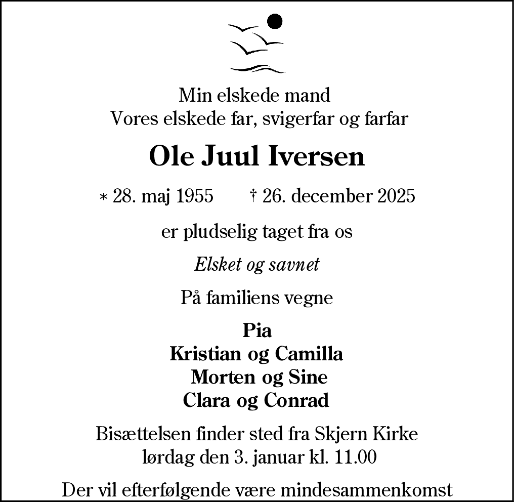 Dødsannonce for Ole Juul Iversen