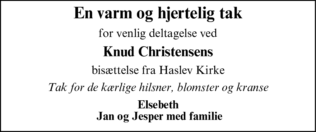 Dødsannonce for Knud Ib Christensen