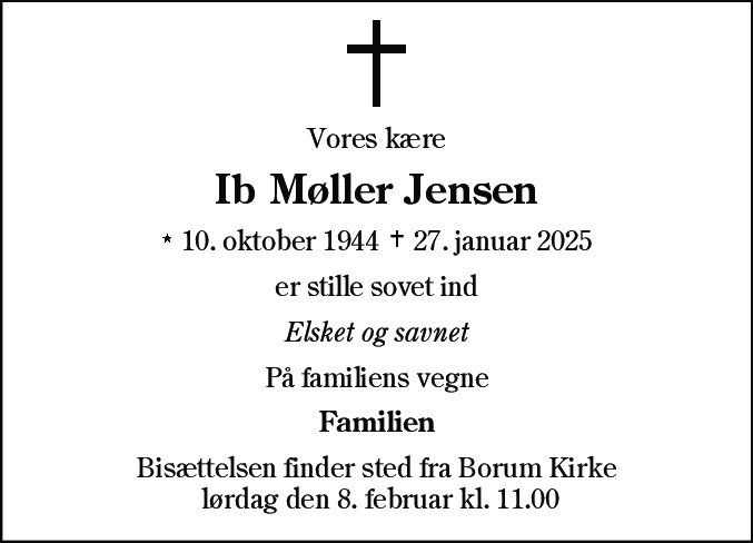 Dødsannonce for Ib Møller Jensen