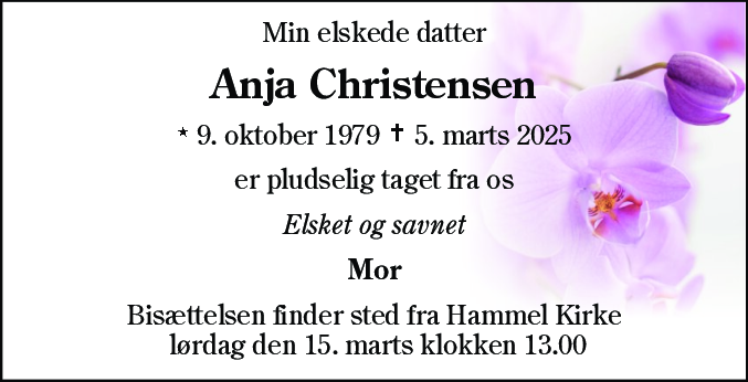 Dødsannonce for Anja Christensen