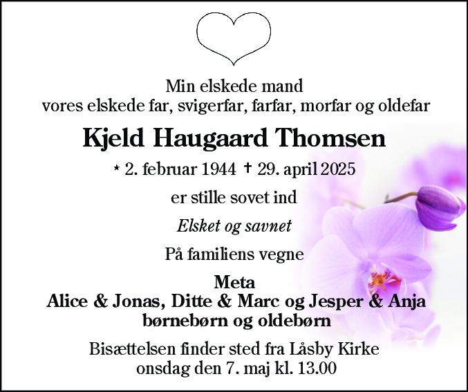 Dødsannonce for Kjeld Haugaard Thomsen