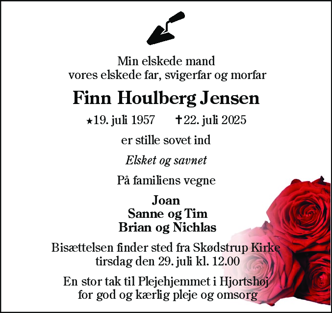 Dødsannonce for Finn Houlberg Jensen