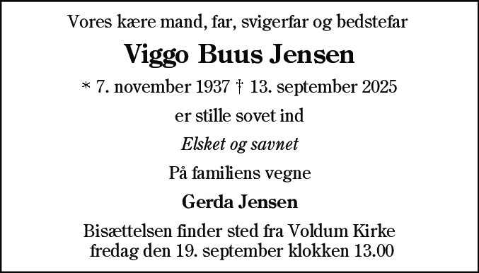 Dødsannonce for Viggo Buus Jensen