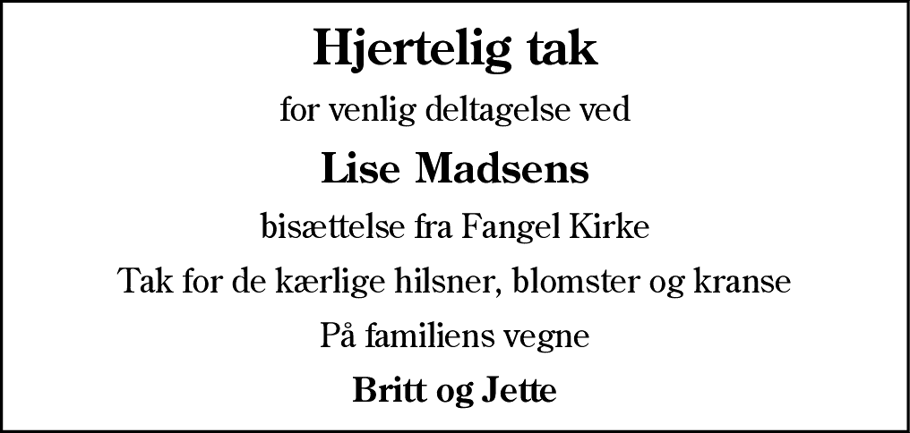 Dødsannonce for Edel Annalise Madsen