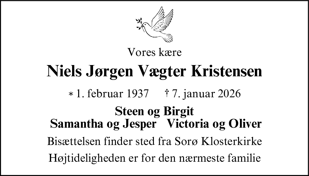 Dødsannonce for Niels Jørgen Vægter Kristensen