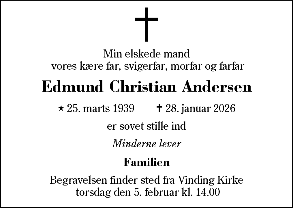 Dødsannonce for Edmund Christian Andersen