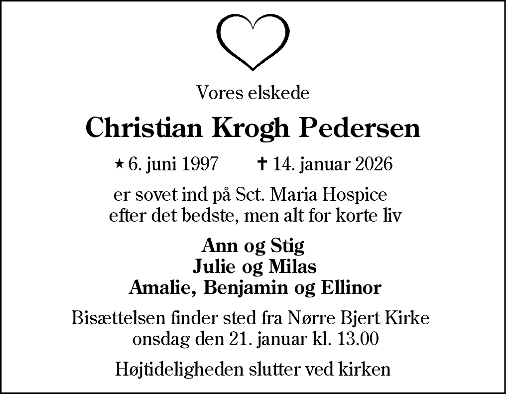 Dødsannonce for Christian Krogh Pedersen