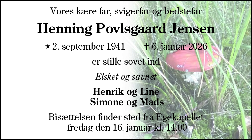 Dødsannonce for Henning Povlsgaard Jensen
