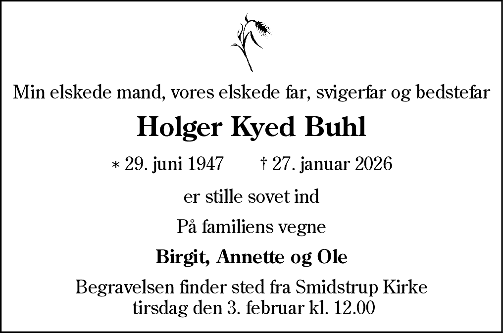 Dødsannonce for Holger Kyed Buhl
