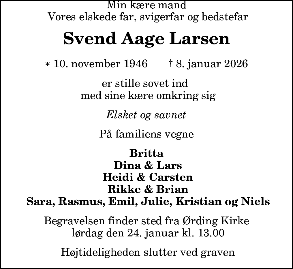 Dødsannonce for Svend Aage Larsen
