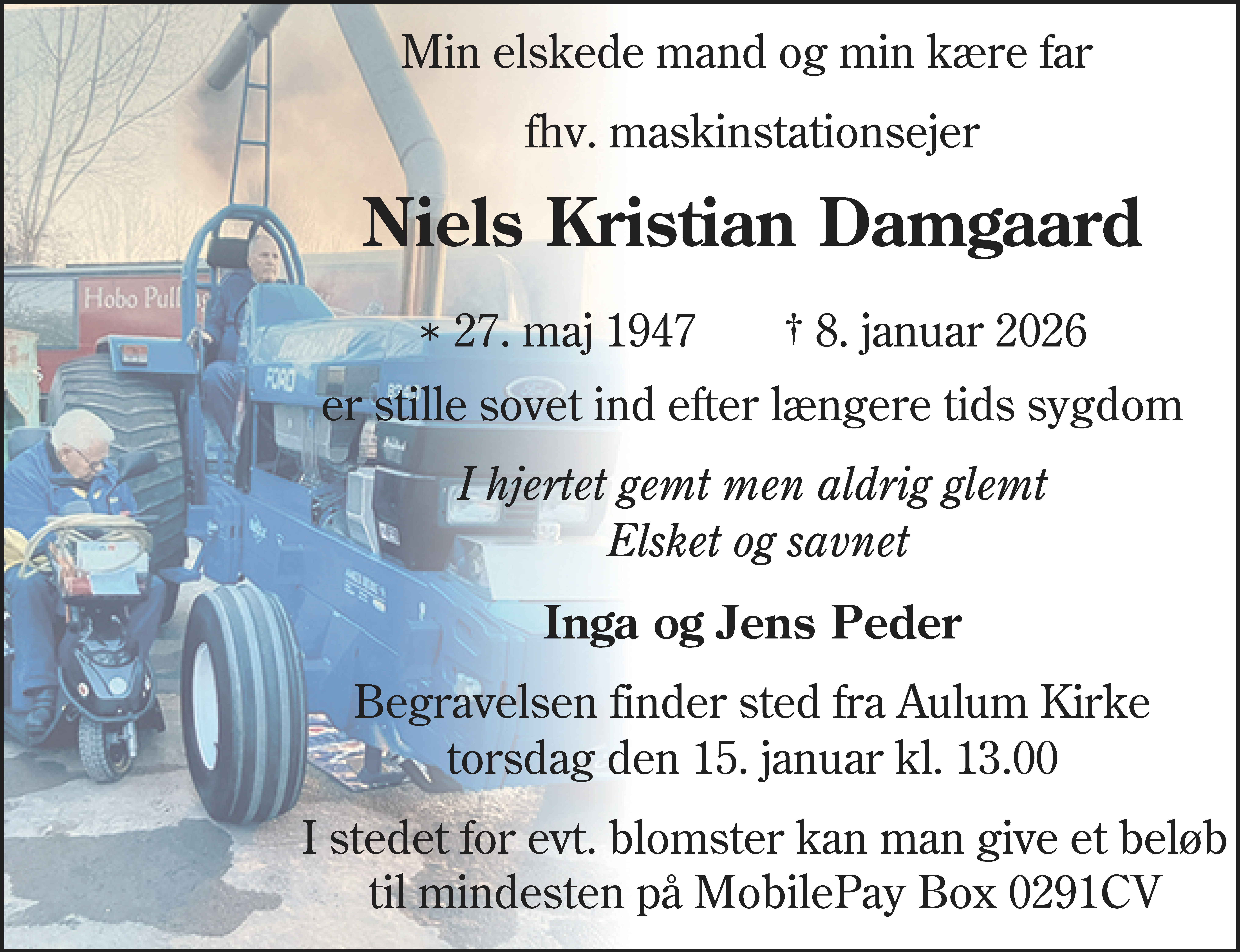 Dødsannonce for Niels Kristian Damgaard