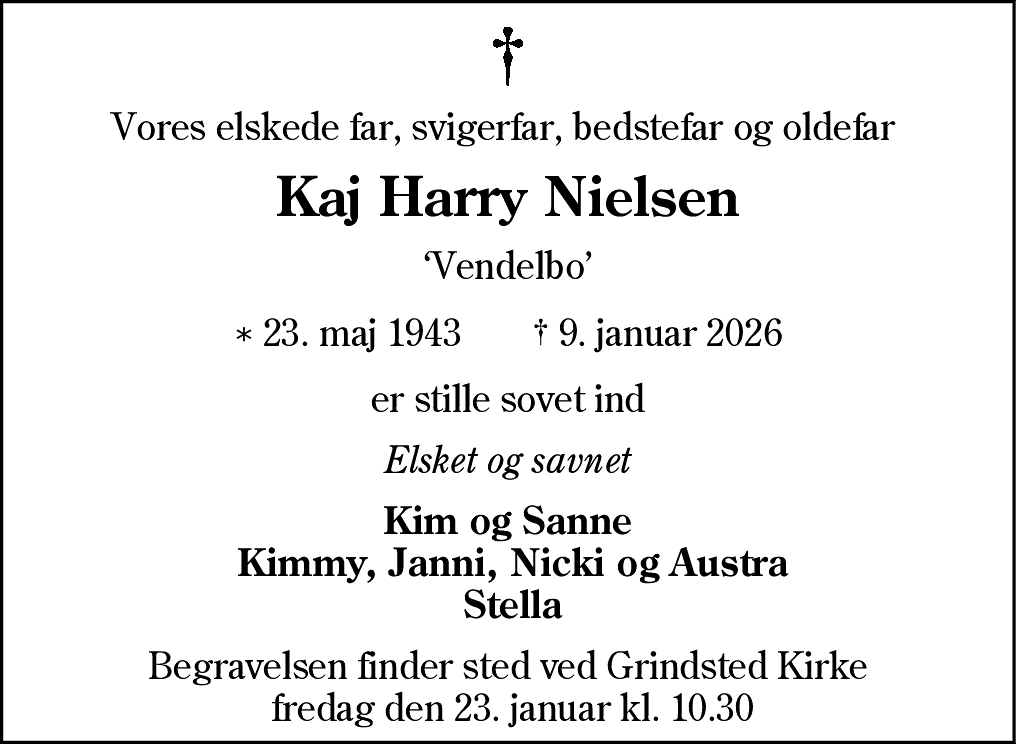 Dødsannonce for Kaj Harry Nielsen