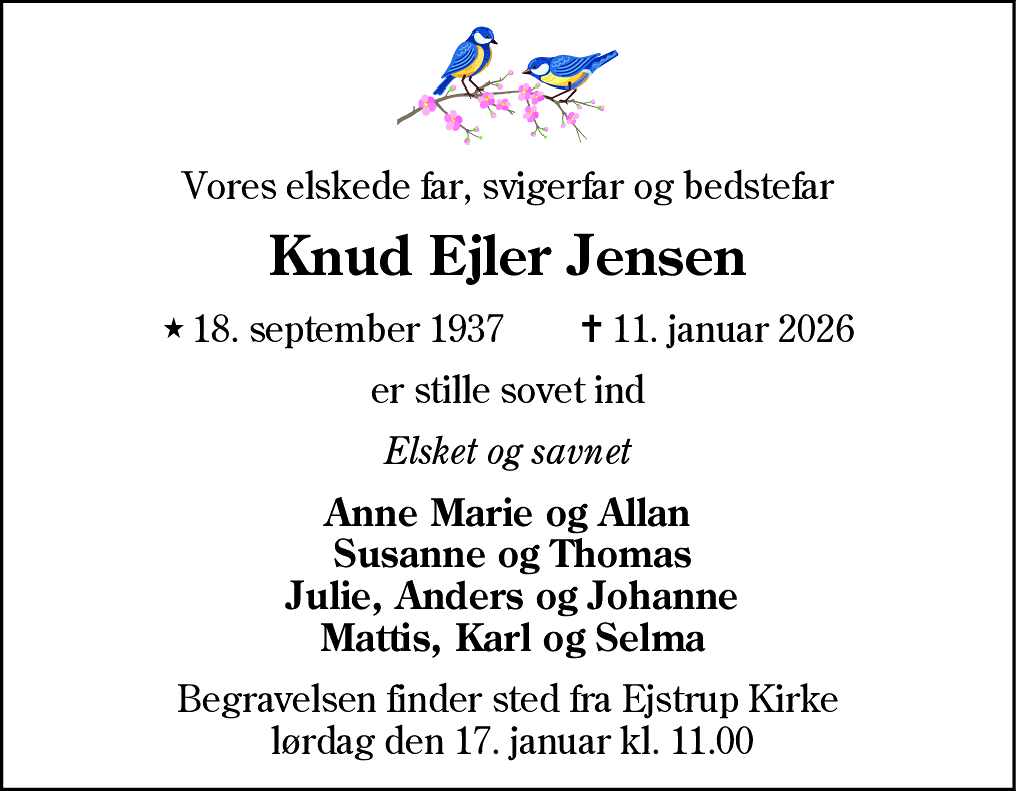 Dødsannonce for Knud Ejler Jensen