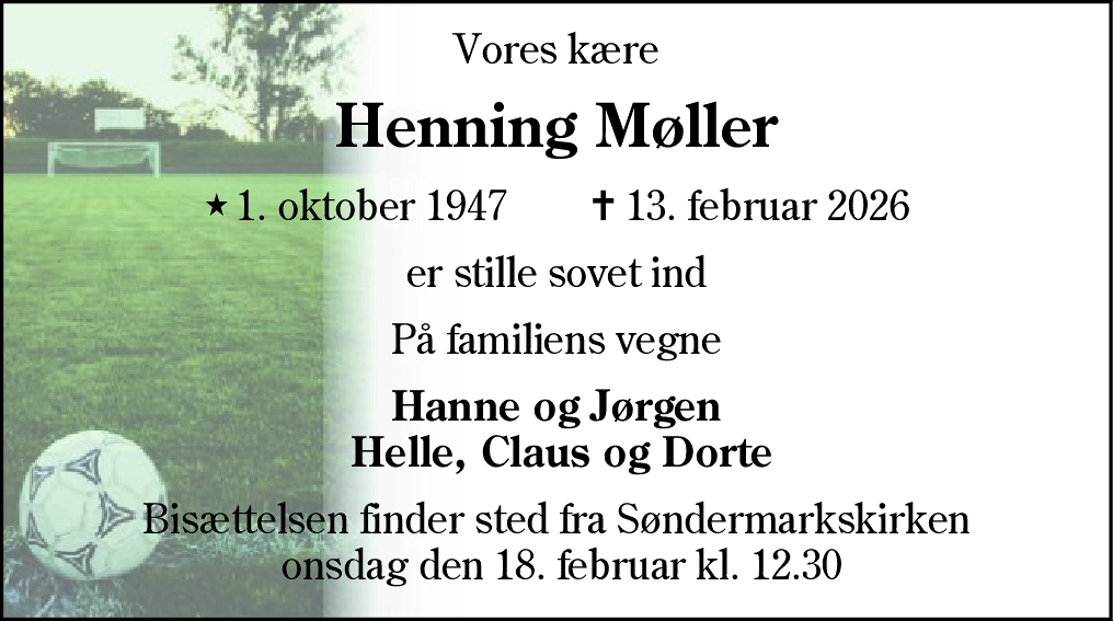 Dødsannonce for Henning Møller