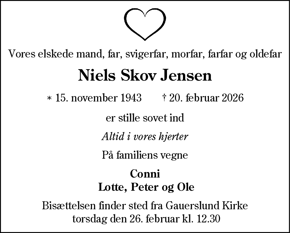 Dødsannonce for Niels Skov Jensen