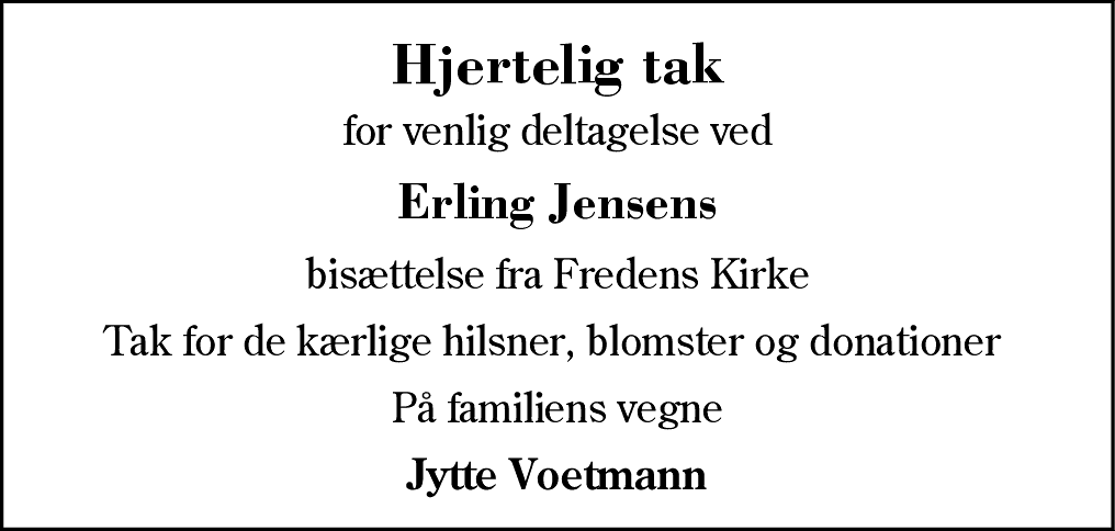 Dødsannonce for Erling Jensen