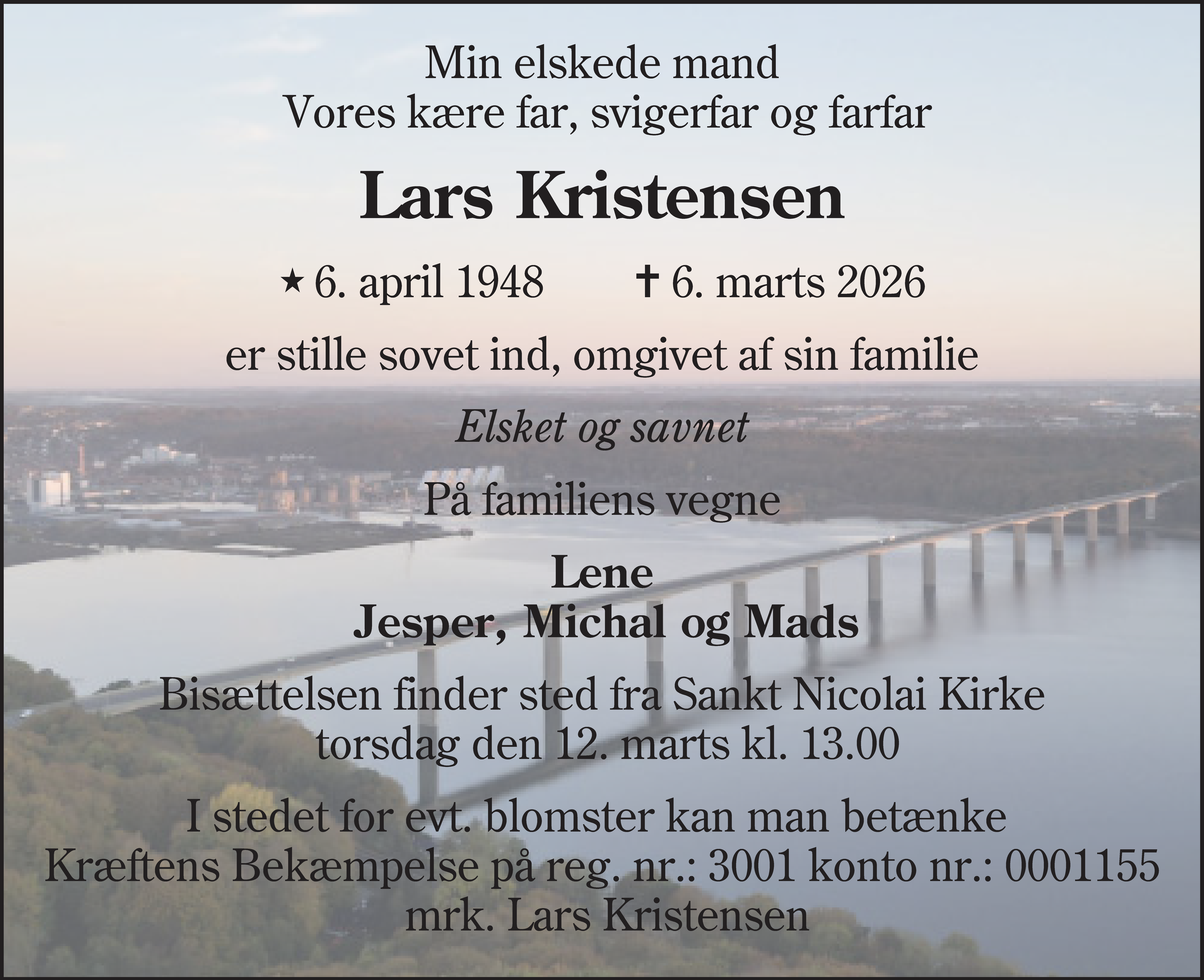 Dødsannonce for Lars Kristensen