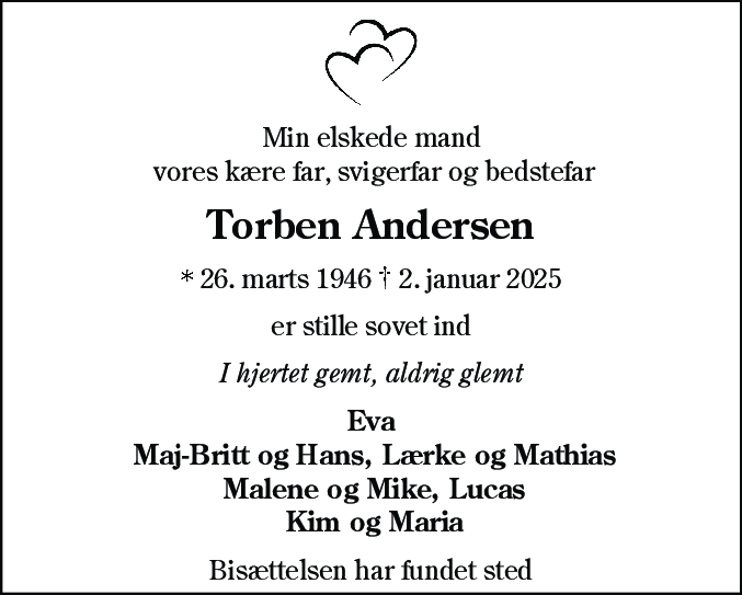 Dødsannonce for Leif Torben Andersen