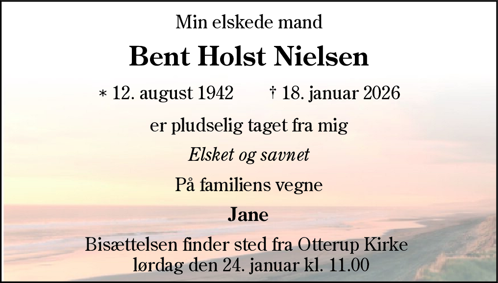 Dødsannonce for Bent Holst Nielsen