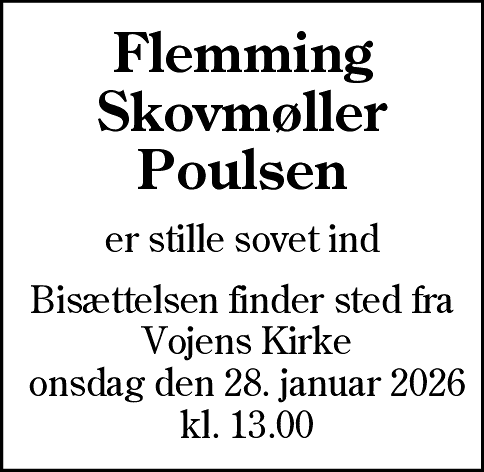 Dødsannonce for Flemming Skovmøller Poulsen