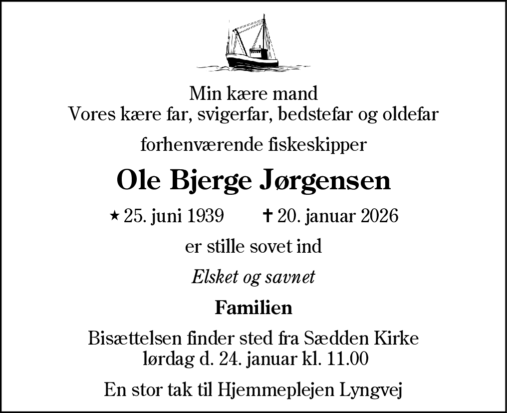 Dødsannonce for Ole Bjerge Jørgensen