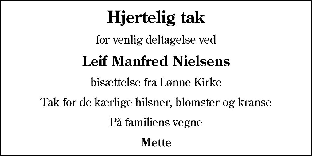 Dødsannonce for Leif Manfred Nielsen