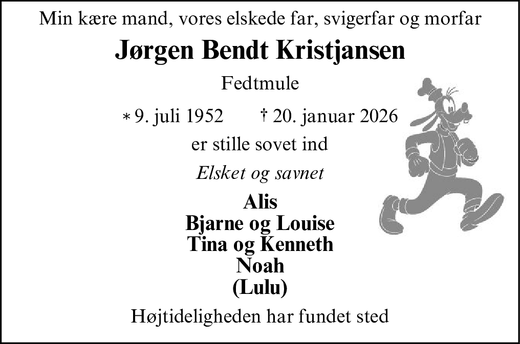 Dødsannonce for Jørgen Bendt Kristjansen