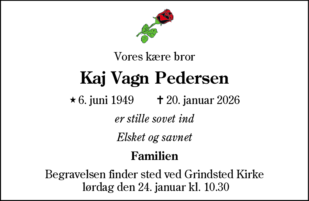 Dødsannonce for Kaj Vagn Pedersen