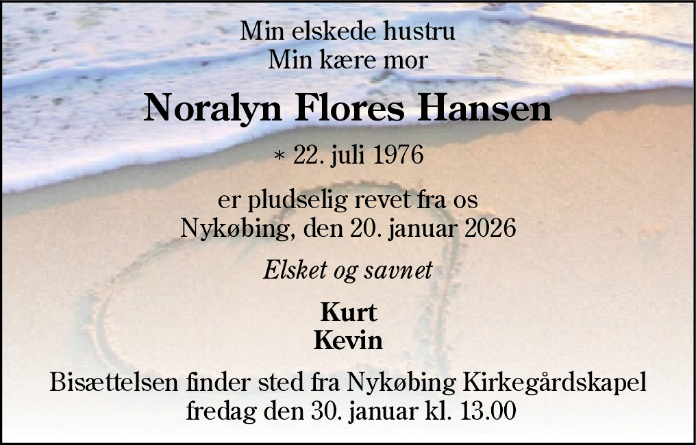 Dødsannonce for Noralyn Flores Hansen
