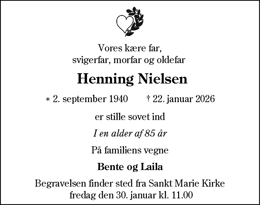 Dødsannonce for Asmus Henning Georg Nielsen
